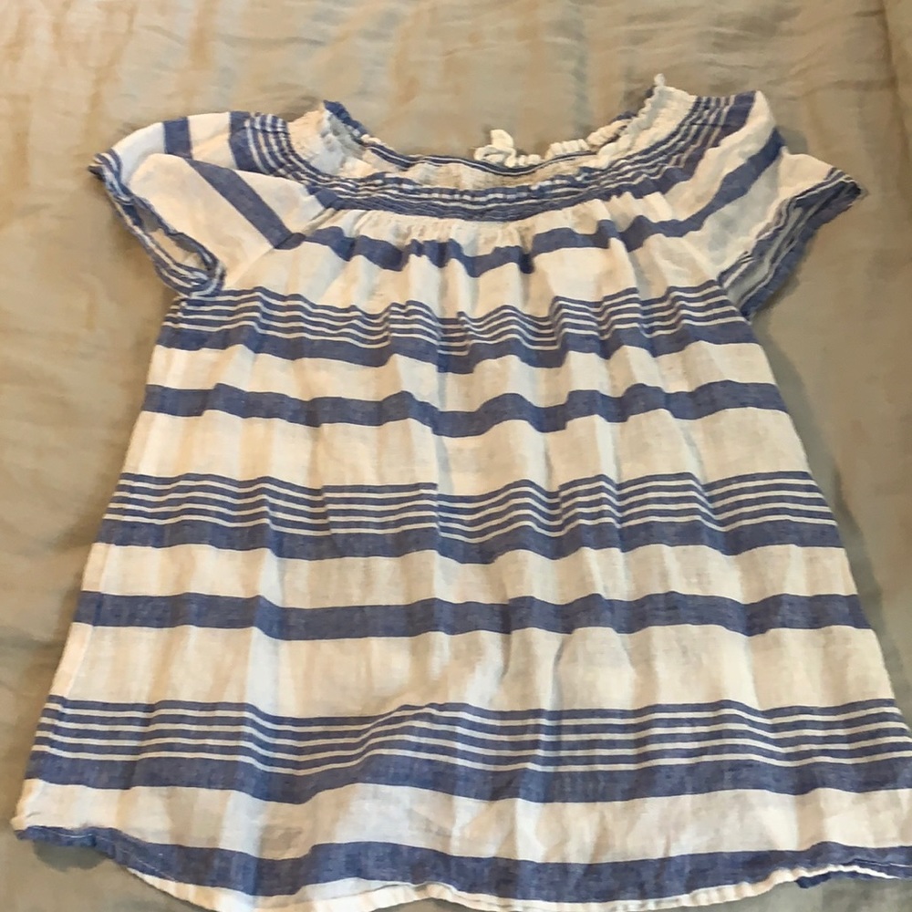 Linen cotton blend striped top
